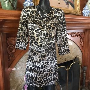 Leopard Animal Print Long Tunic Top Dress